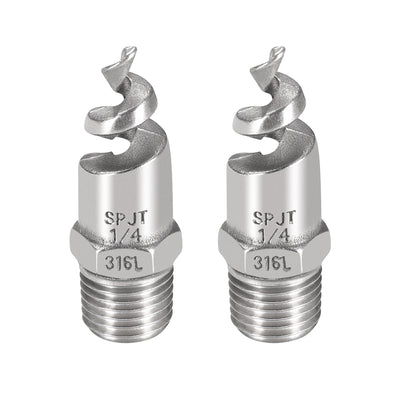 Harfington Uxcell Spiral Cone Atomization Nozzle, 1/4BSPT 316 Stainless Steel Sprinkler, 2 Pcs (Bright Silver)