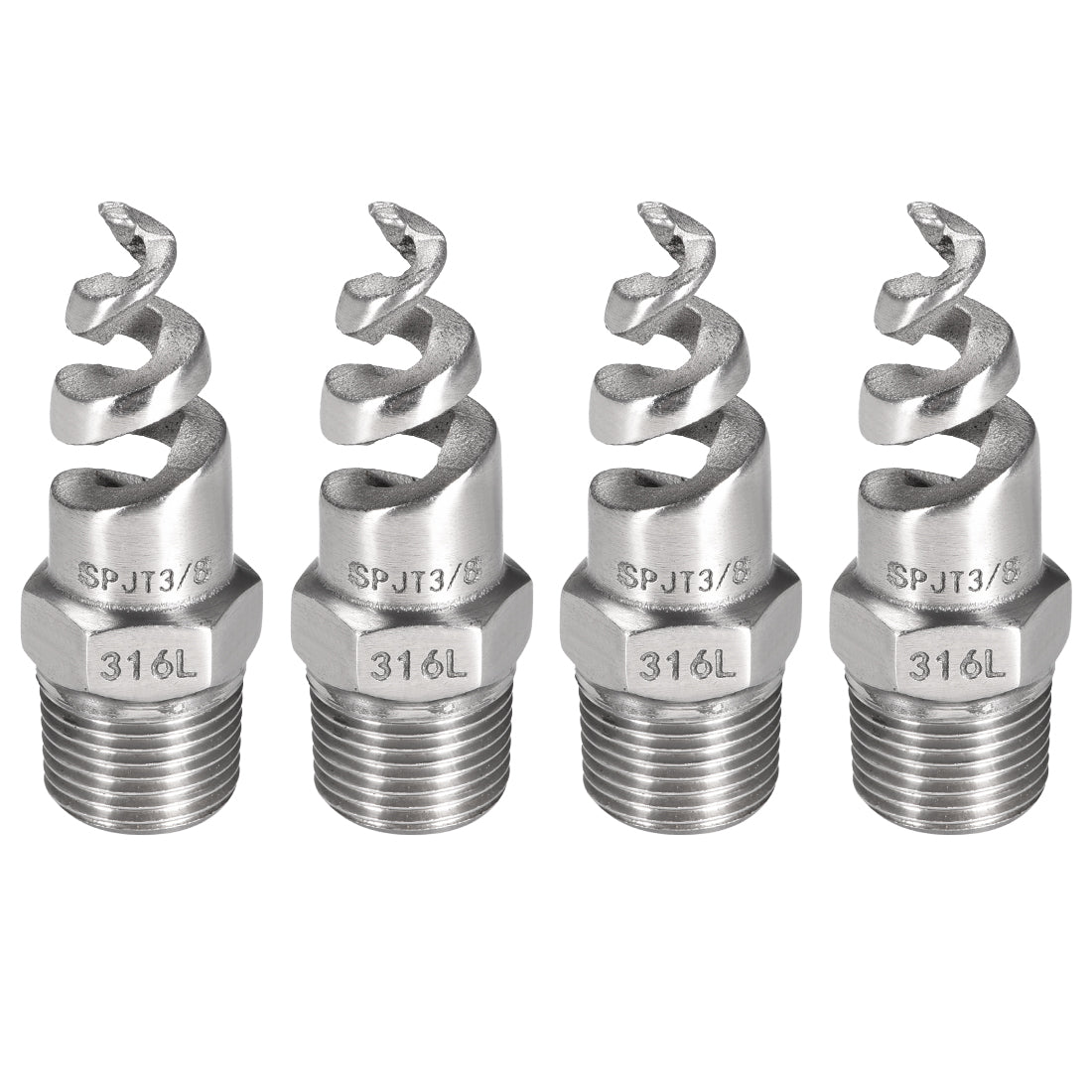 uxcell Uxcell Spiral Cone Atomization Nozzle, 3/8BSPT 316 Stainless Steel Sprinkler, 4 Pcs (Bright Silver)
