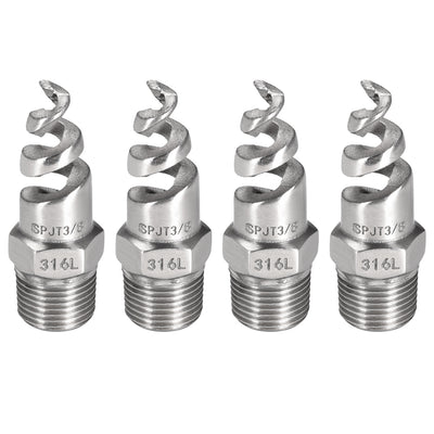 Harfington Uxcell Spiral Cone Atomization Nozzle, 3/8BSPT 316 Stainless Steel Sprinkler, 4 Pcs (Bright Silver)