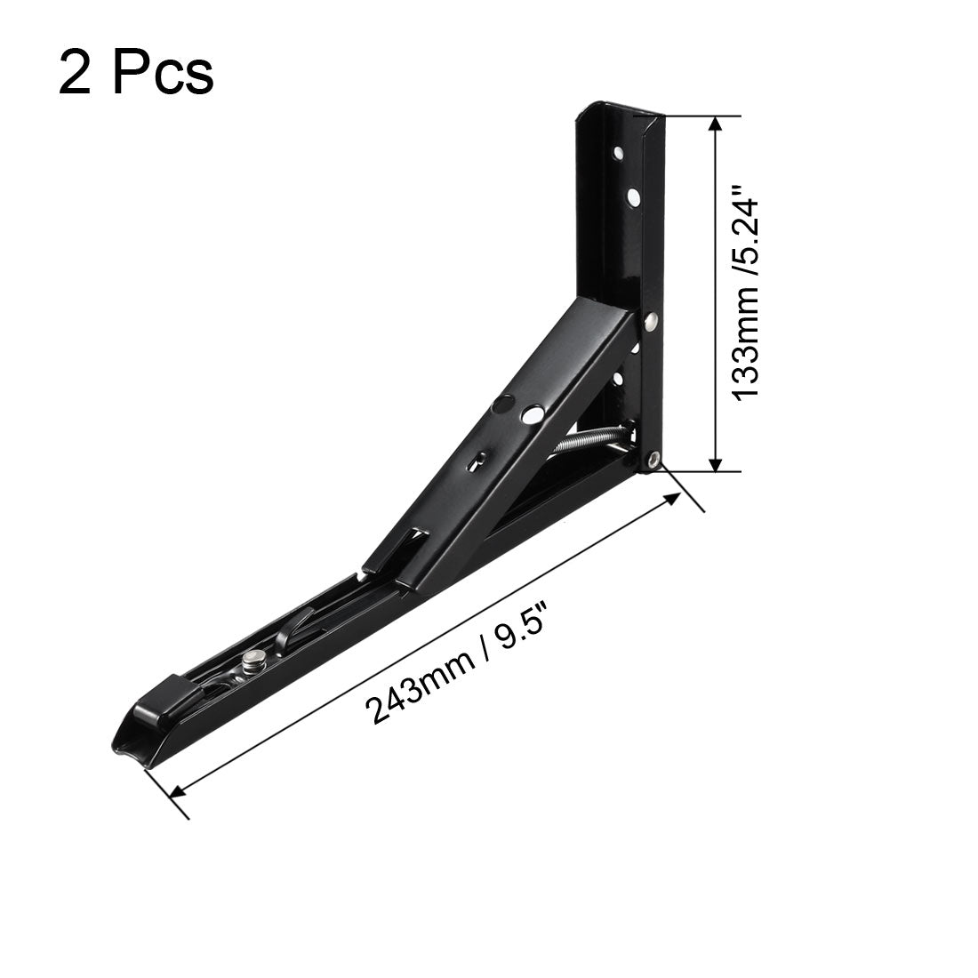 uxcell Uxcell Folding Bracket 9.5 inch 243mm for Shelves Table Desk Wall Mounted Support Collapsible Long Release Arm Space Saving Carbon Steel 2pcs