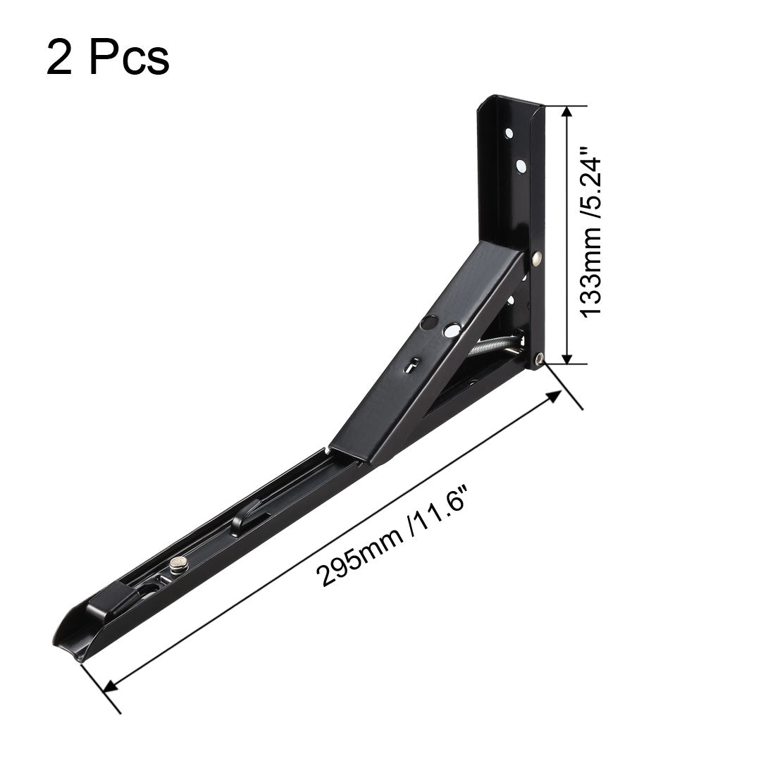 uxcell Uxcell Folding Bracket 11.6 inch 295mm for Shelves Table Desk Wall Mounted Support Collapsible Long Release Arm Space Saving Carbon Steel 2pcs