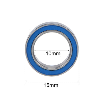 Harfington Uxcell Deep Groove Ball Bearing Thin Section Double Seal Chrome Steel Blue Cover