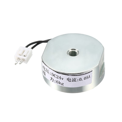 Harfington Uxcell DC24V 60N 6KG Lift Holding Electromagnet Sucking Disc Electric Lifting Magnet Solenoid