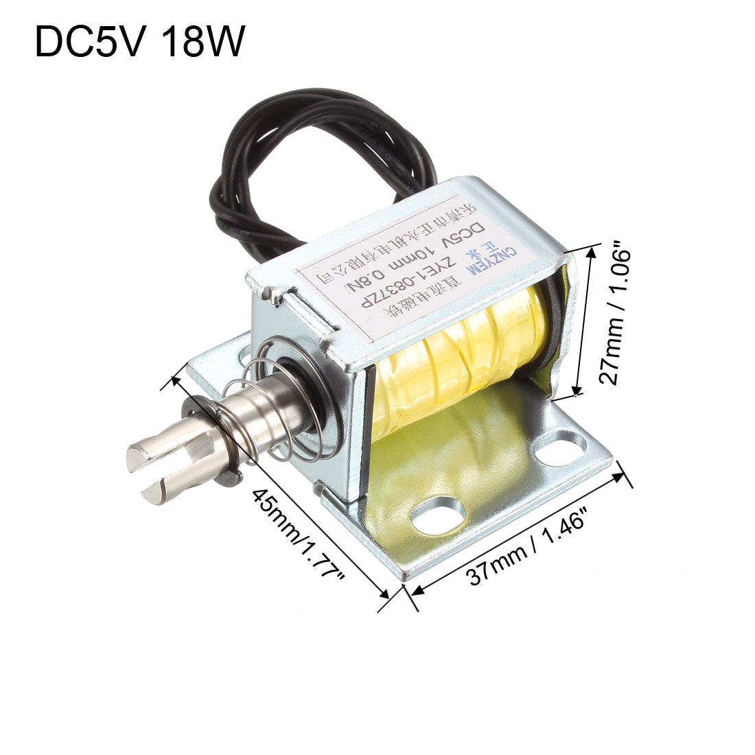 uxcell Uxcell DC Push Pull Type Solenoid Electromagnet, DC5V 18W 0.8N 10mm, Open Frame Type, Linear Motion