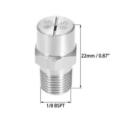 Harfington Uxcell Flat Fan Spray Tip - 1/8BSPT Male Thread 304 Stainless Steel Nozzle - 95 Degree 1.1mm Orifice Diameter
