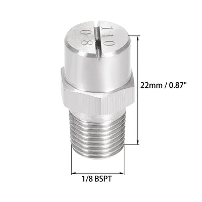 Harfington Uxcell Flat Fan Spray Tip - 1/8BSPT Male Thread 304 Stainless Steel Nozzle - 110 Degree 2mm Orifice Diameter - 2 Pcs
