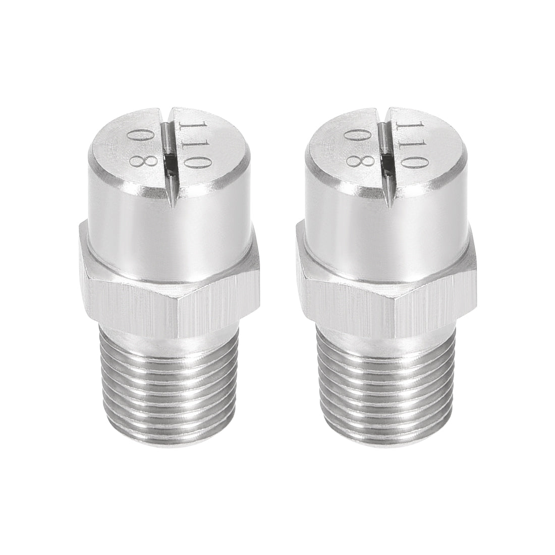 Uxcell Uxcell Flat Fan Spray Tip - 1/8BSPT Male Thread 304 Stainless Steel Nozzle - 110 Degree 2mm Orifice Diameter - 2 Pcs