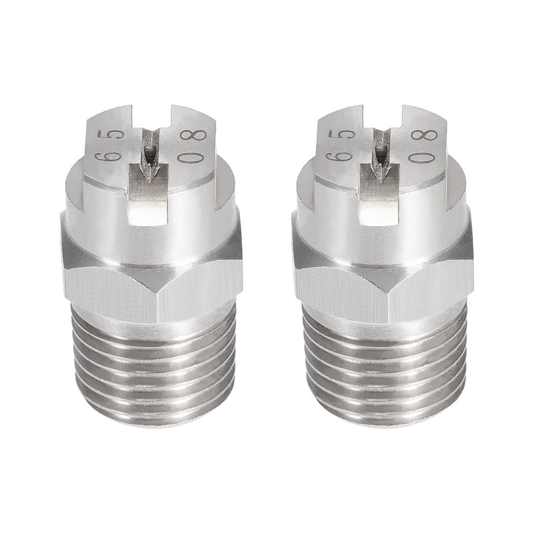 Uxcell Uxcell Flat Fan Spray Tip - 1/4BSPT Male Thread 304 Stainless Steel Nozzle - 65 Degree 2.4mm Orifice Diameter - 2 Pcs