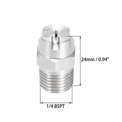 Harfington Uxcell Flat Fan Spray Tip - 1/4BSPT Male Thread 304 Stainless Steel Nozzle - 65 Degree 1.8mm Orifice Diameter