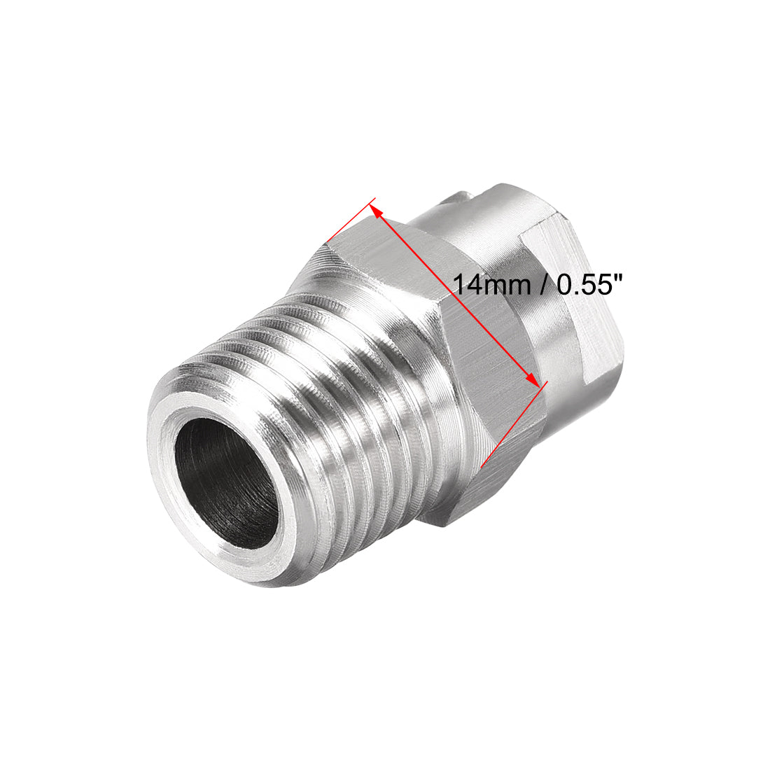 Uxcell Uxcell Flat Fan Spray Tip - 1/4BSPT Male Thread 304 Stainless Steel Nozzle - 65 Degree 2.4mm Orifice Diameter - 2 Pcs
