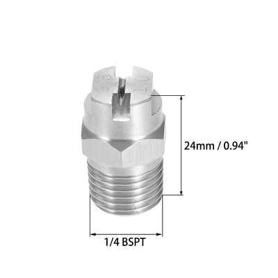 Harfington Uxcell Flat Fan Spray Tip - 1/4BSPT Male Thread 304 Stainless Steel Nozzle - 95 Degree 2.8mm Orifice Diameter - 2 Pcs