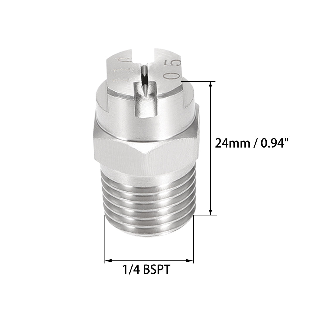Uxcell Uxcell Flat Fan Spray Tip - 1/4BSPT Male Thread 304 Stainless Steel Nozzle - 110 Degree 1.8mm Orifice Diameter - 2 Pcs