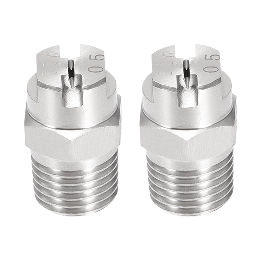 Uxcell Uxcell Flat Fan Spray Tip - 1/4BSPT Male Thread 304 Stainless Steel Nozzle - 110 Degree 1.8mm Orifice Diameter - 2 Pcs