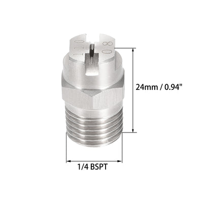 Harfington Uxcell Flat Fan Spray Tip - 1/4BSPT Male Thread 304 Stainless Steel Nozzle - 110 Degree 1.8mm Orifice Diameter - 2 Pcs