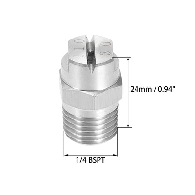 Harfington Uxcell Flat Fan Spray Tip - 1/4BSPT Male Thread 304 Stainless Steel Nozzle - 110 Degree 1.1mm Orifice Diameter