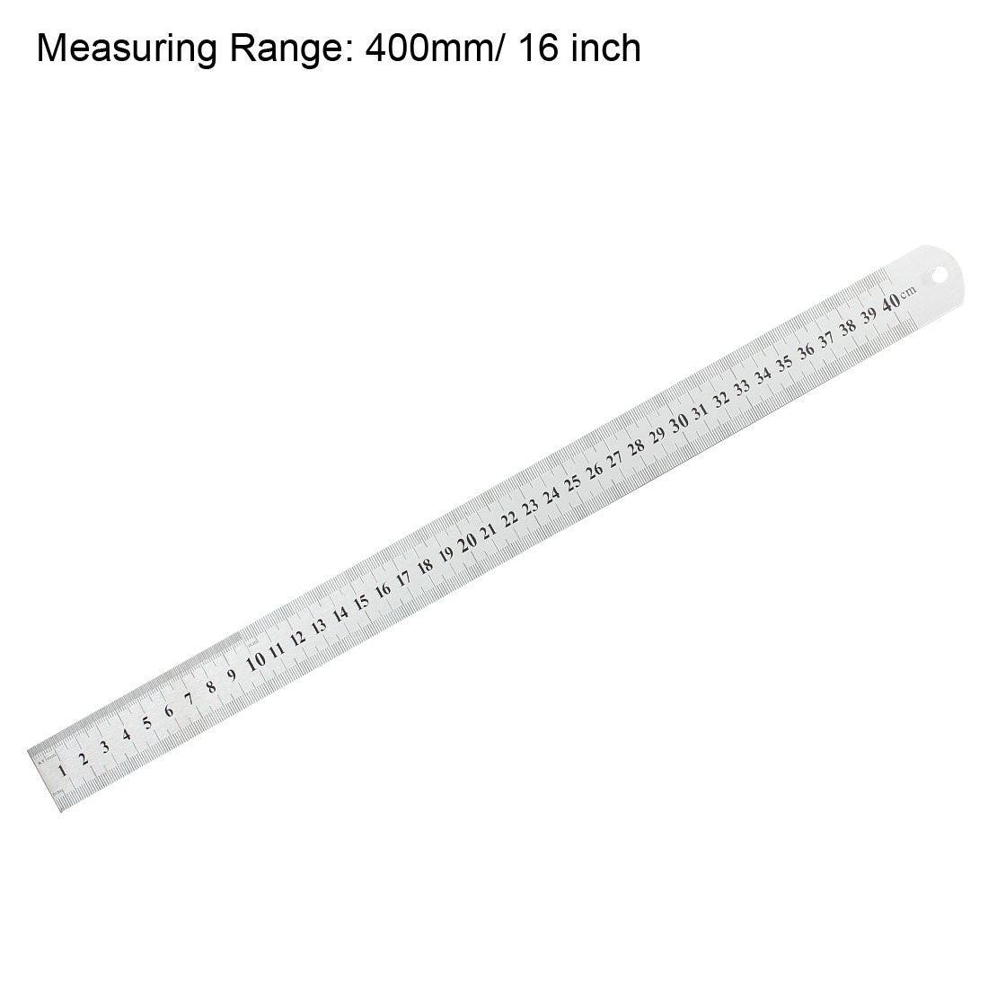 uxcell Uxcell Straight Ruler 400mm 16 Inch Metric Stainless Steel Measuring Ruler Tool with Hanging Hole