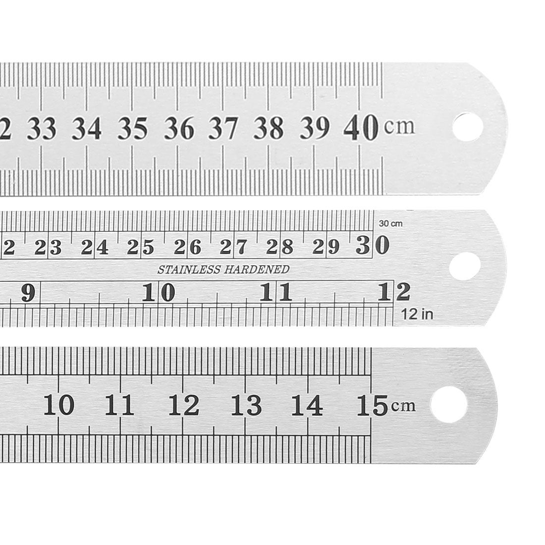 uxcell Uxcell Straight Ruler 150mm 6 Inch 300mm 12 Inch 400mm 16 Inch Metric Stainless Steel Measuring Ruler Tool with Hanging Hole 1 Set