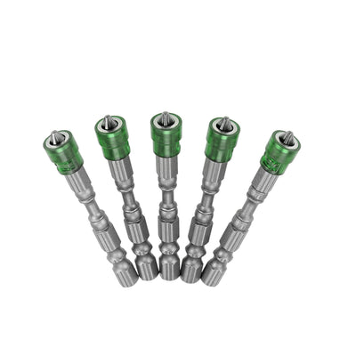 uxcell Uxcell Magnetic  Design Phillips Cross PH2 Screwdriver Single-Head Bits Set, 1/4 Inch Hex Shank Electric Power Screw Driver Bit, Green 5pcs