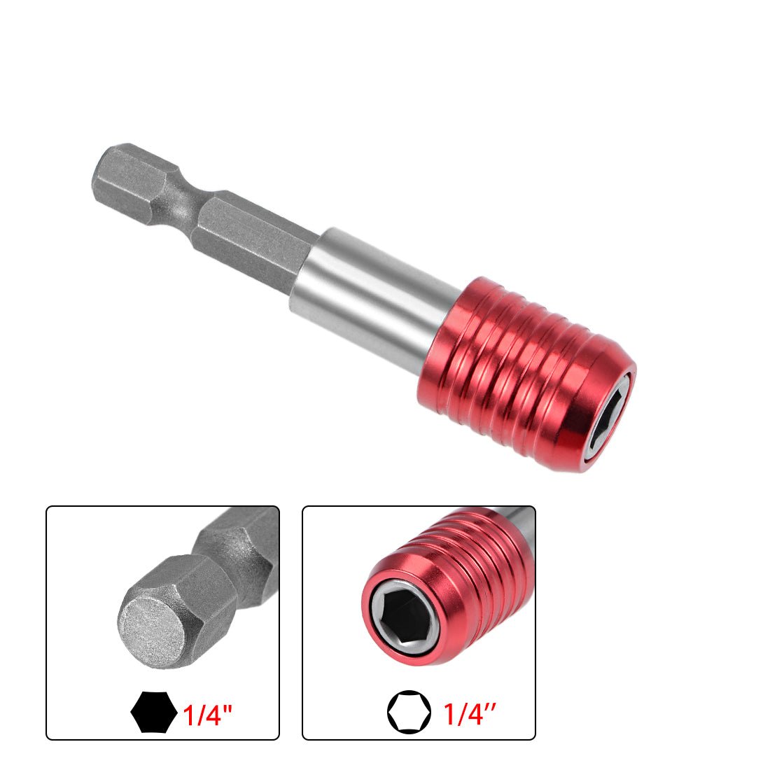 uxcell Uxcell Extension Extend Socket Drill Bit Holder, Magnetic Hex Screwdriver Power Tools ,2.4-inch Length,1/4''-Hexagon Drill Red