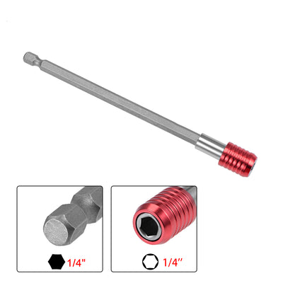 Harfington Uxcell Extension Extend Socket Drill Bit Holder, Magnetic Hex Screwdriver Power Tools ,5.9-inch Length,1/4''-Hexagon Drill Red