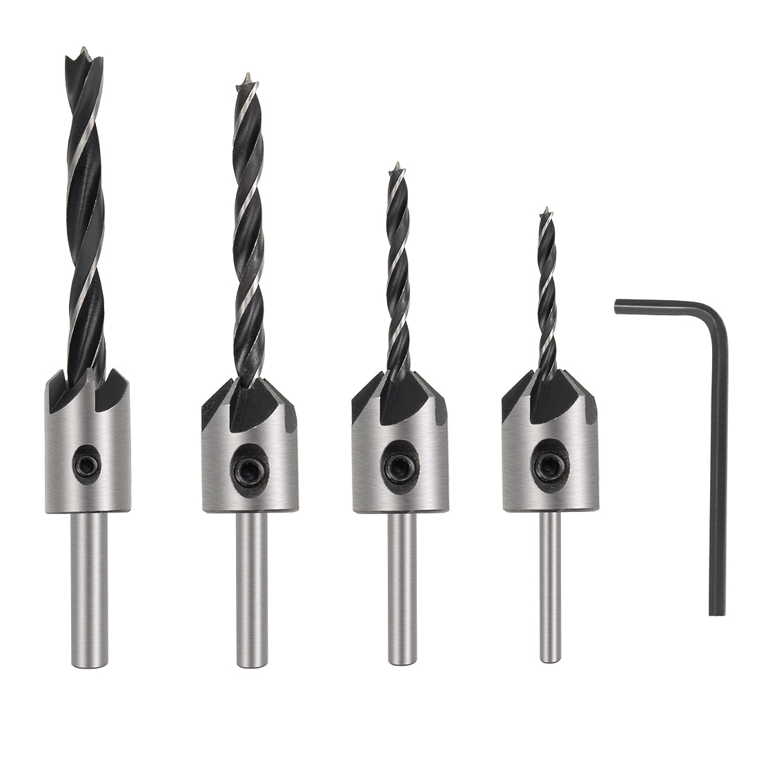 uxcell Uxcell Countersink Drill Bits for Wood 3mm to 6mm Adjustable Reamer with Hex Wrench for Punch Tool Woodworking Carpentry DIY HSS 4in1 Set
