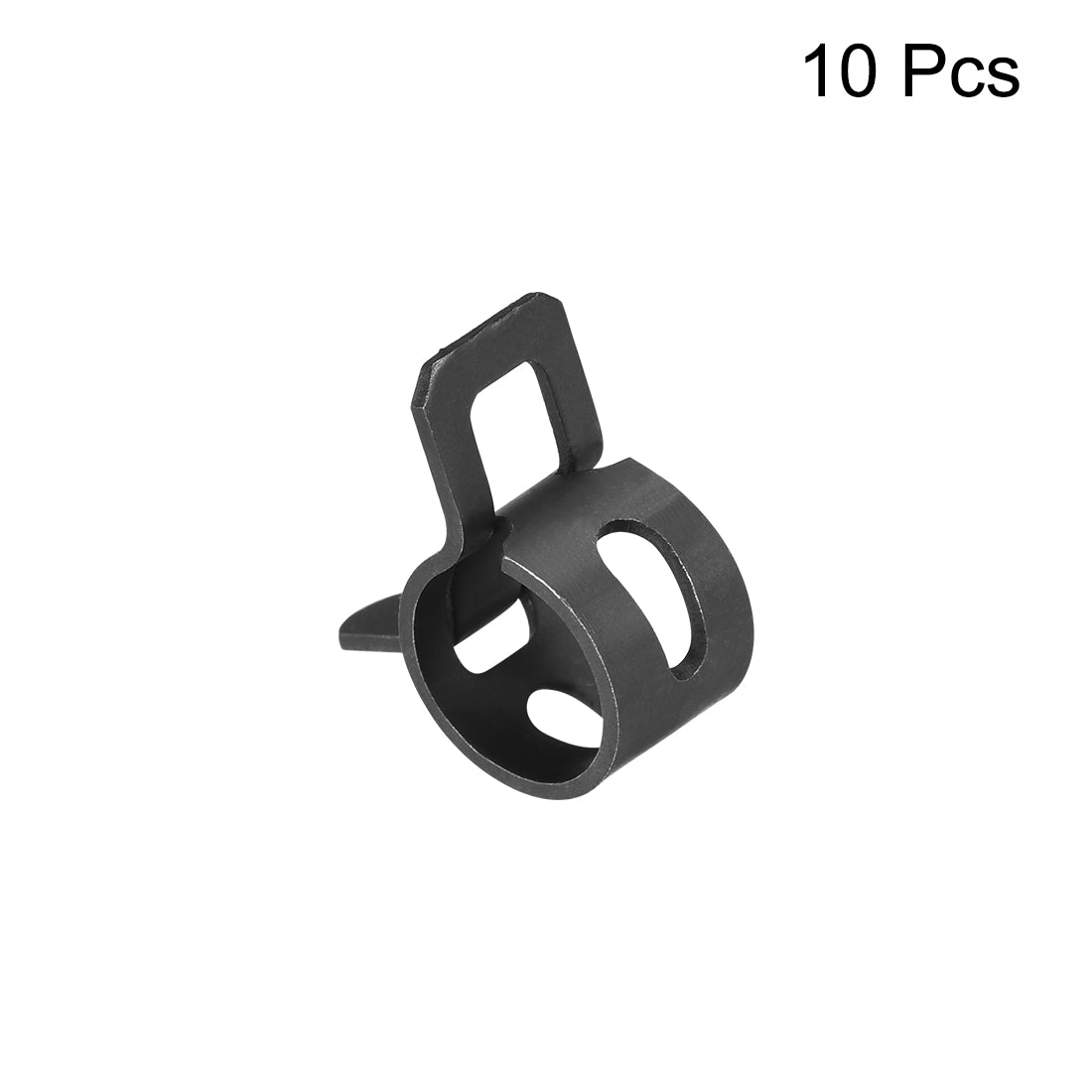 Uxcell Uxcell Steel Band Clamp 9mm Inner Dia Fit 9.5-10.2mm OD Hose for Fuel Line Silicone Tube Spring Clips Black Manganese Steel 10Pcs