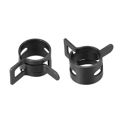 Harfington Uxcell Steel Band Clamp 9mm Inner Dia Fit 9.5-10.2mm OD Hose for Fuel Line Silicone Tube Spring Clips Black Manganese Steel 10Pcs