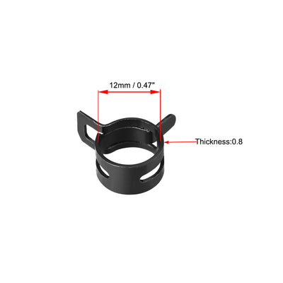 Harfington Uxcell Steel Band Clamp 9mm for Fuel Line Silicone Hose Tube Spring Clips Clamp Black Manganese Steel 30Pcs