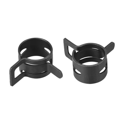 Harfington Uxcell Steel Band Clamp 18mm for Fuel Line Silicone Hose Tube Spring Clips Clamp Black Manganese Steel 20Pcs