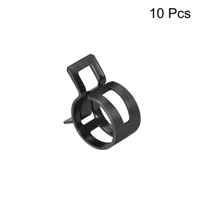 Harfington Uxcell Steel Band Clamp 9mm Inner Dia Fit 9.5-10.2mm OD Hose for Fuel Line Silicone Tube Spring Clips Black Manganese Steel 10Pcs