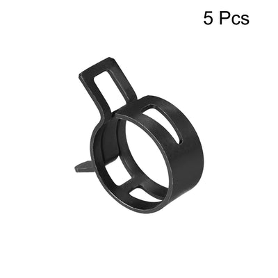 Harfington Uxcell Steel Band Clamp 24mm for Fuel Line Silicone Hose Tube Spring Clips Clamp Black Manganese Steel 5Pcs