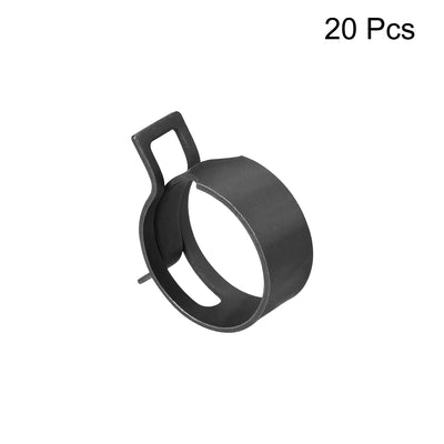 Harfington Uxcell Steel Band Clamp 25mm for Fuel Line Silicone Hose Tube Spring Clips Clamp Black Manganese Steel 20Pcs