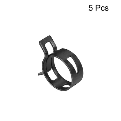 Harfington Uxcell Steel Band Clamp 24mm for Fuel Line Silicone Hose Tube Spring Clips Clamp Black Manganese Steel 5Pcs