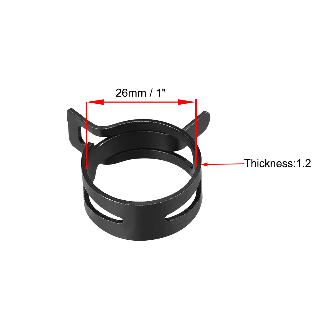 Uxcell Uxcell Steel Band Clamp 24mm for Fuel Line Silicone Hose Tube Spring Clips Clamp Black Manganese Steel 5Pcs