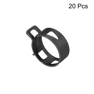 Harfington Uxcell Steel Band Clamp 18mm for Fuel Line Silicone Hose Tube Spring Clips Clamp Black Manganese Steel 20Pcs