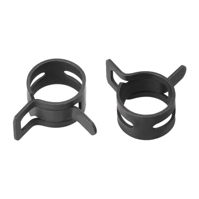 Harfington Uxcell Steel Band Clamp 11mm for Fuel Line Silicone Hose Tube Spring Clips Clamp Black Manganese Steel 30Pcs