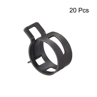 Harfington Uxcell Steel Band Clamp 19mm for Fuel Line Silicone Hose Tube Spring Clips Clamp Black Manganese Steel 20Pcs
