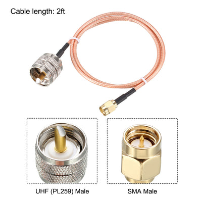 Harfington Uxcell SMA Male to UHF PL-259 Male RG316 RF Coaxial Coax Cable