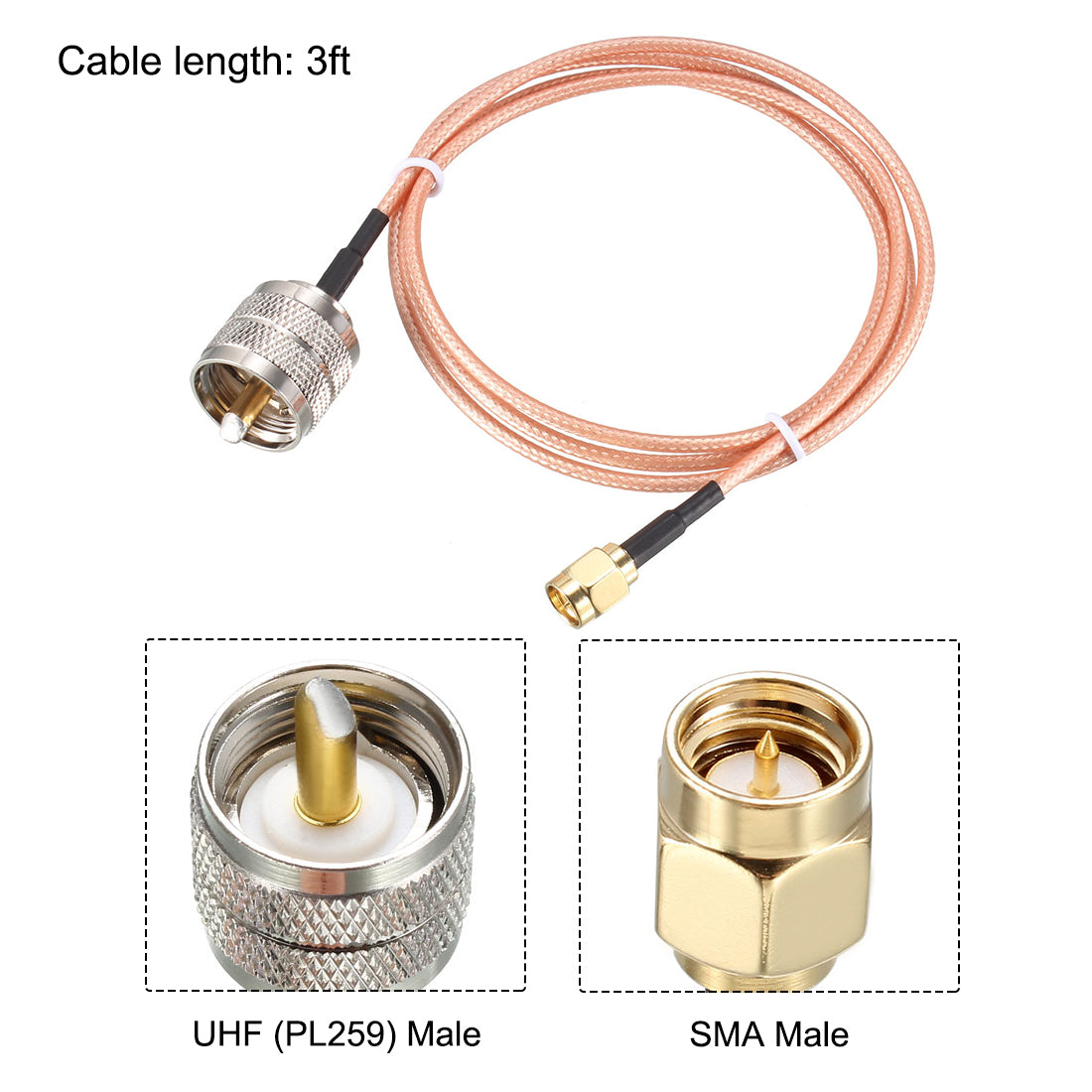 uxcell Uxcell SMA Male to UHF PL-259 Male RG316 RF Coaxial Coax Cable