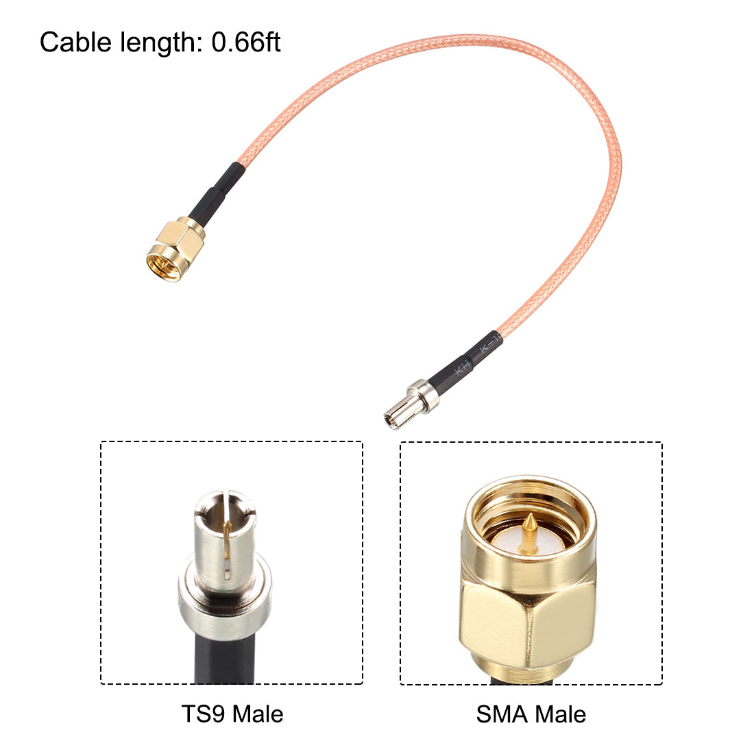 uxcell Uxcell SMA Male to TS9 Male RG316 Coaxial Cable Antenna Cable 0.66 Ft 2pcs