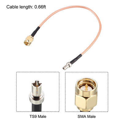 Harfington Uxcell SMA Male to TS9 Male RG316 Coaxial Cable Antenna Cable 0.66 Ft 2pcs