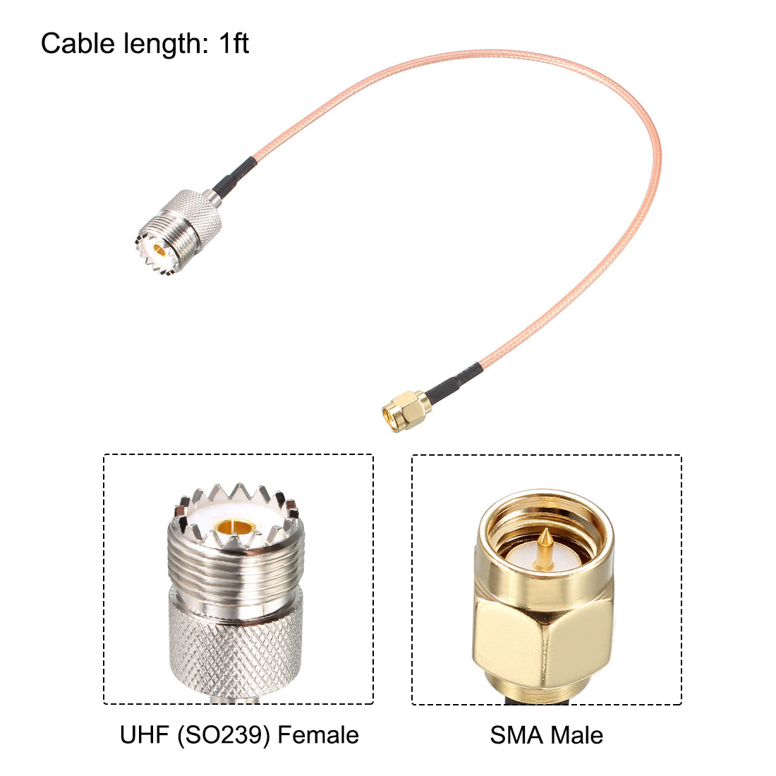 Uxcell Uxcell SMA Male to UHF SO-239 Female RF Coaxial Cable Low Loss RG316 Antenna Cable 3ft