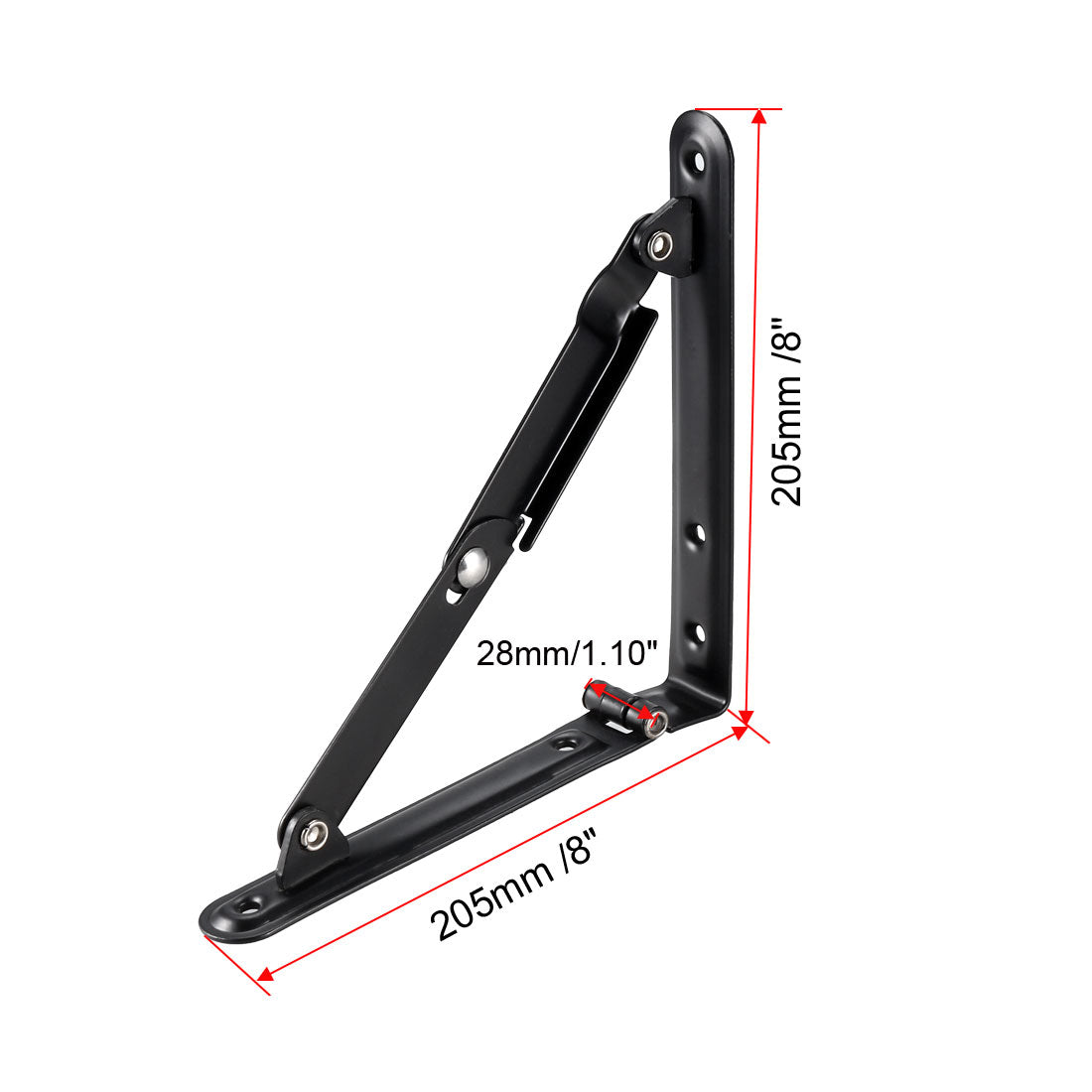 uxcell Uxcell Folding Bracket 8 inch 205mm for Shelves Table Desk Wall Mounted Support Collapsible Long Release Arm Space Saving Carbon Steel