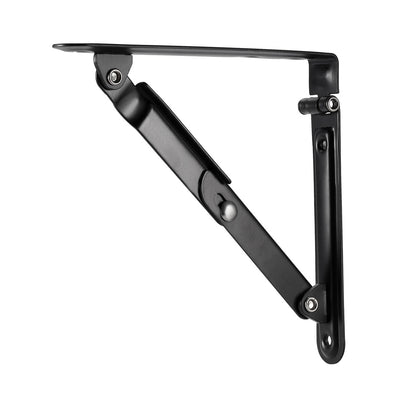 Harfington Uxcell Folding Bracket 8 inch 205mm for Shelves Table Desk Wall Mounted Support Collapsible Long Release Arm Space Saving Carbon Steel