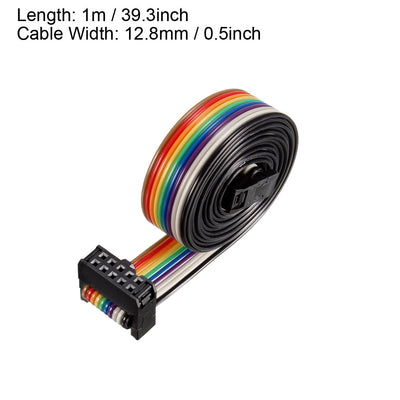 Harfington Uxcell IDC Rainbow Wire Flat Ribbon Cable 10P A-type FC/FC Connector 2.54mm Pitch 1m/39.3inch Length