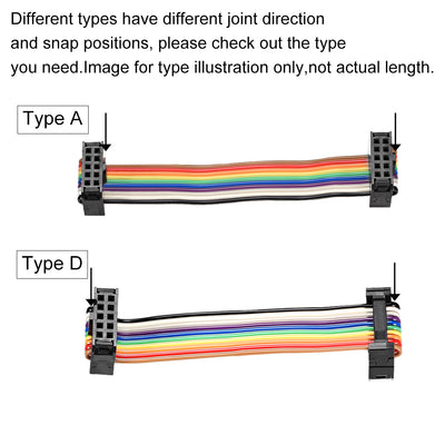Harfington Uxcell IDC Rainbow Wire Flat Ribbon Cable 10P A-type FC/FC Connector 2.54mm Pitch 1m/39.3inch Length