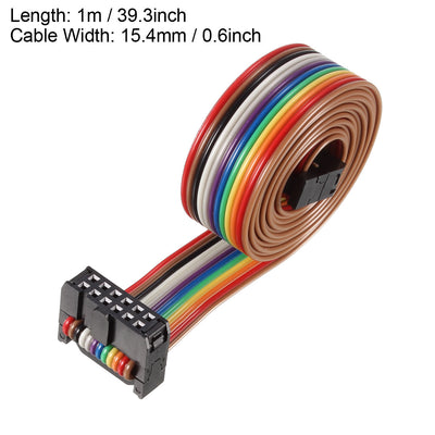 Harfington Uxcell IDC Rainbow Wire Flat Ribbon Cable 12P A-type FC/FC Connector 2.54mm Pitch 1m/39.3inch Length