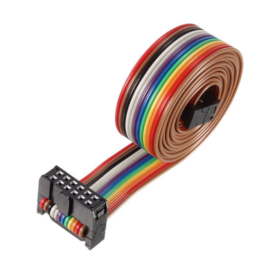 Harfington Uxcell IDC Rainbow Wire Flat Ribbon Cable 12P A-type FC/FC Connector 2.54mm Pitch 1m/39.3inch Length