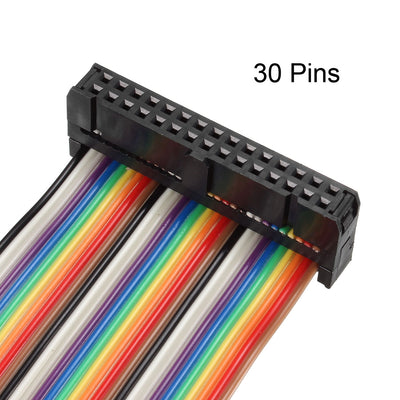 Harfington Uxcell IDC Rainbow Wire Flat Ribbon Cable 30P A-type FC/FC Connector 2.54mm Pitch 1m/39.3inch Length