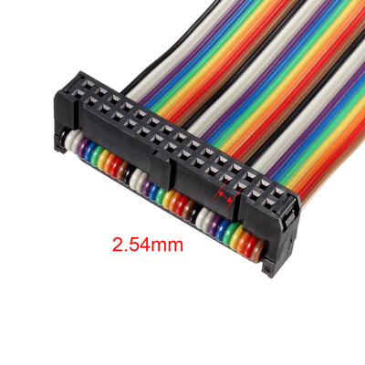 Harfington Uxcell IDC Rainbow Wire Flat Ribbon Cable 30P A-type FC/FC Connector 2.54mm Pitch 1m/39.3inch Length